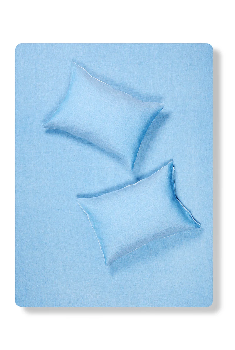 Linen Bedding Two Tone Stonewashed in Blue