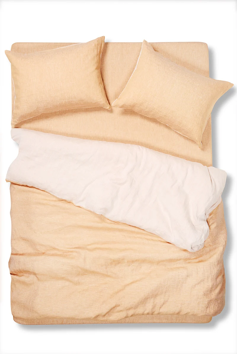 Linen Bedding Two Tone Stonewashed in Ochre