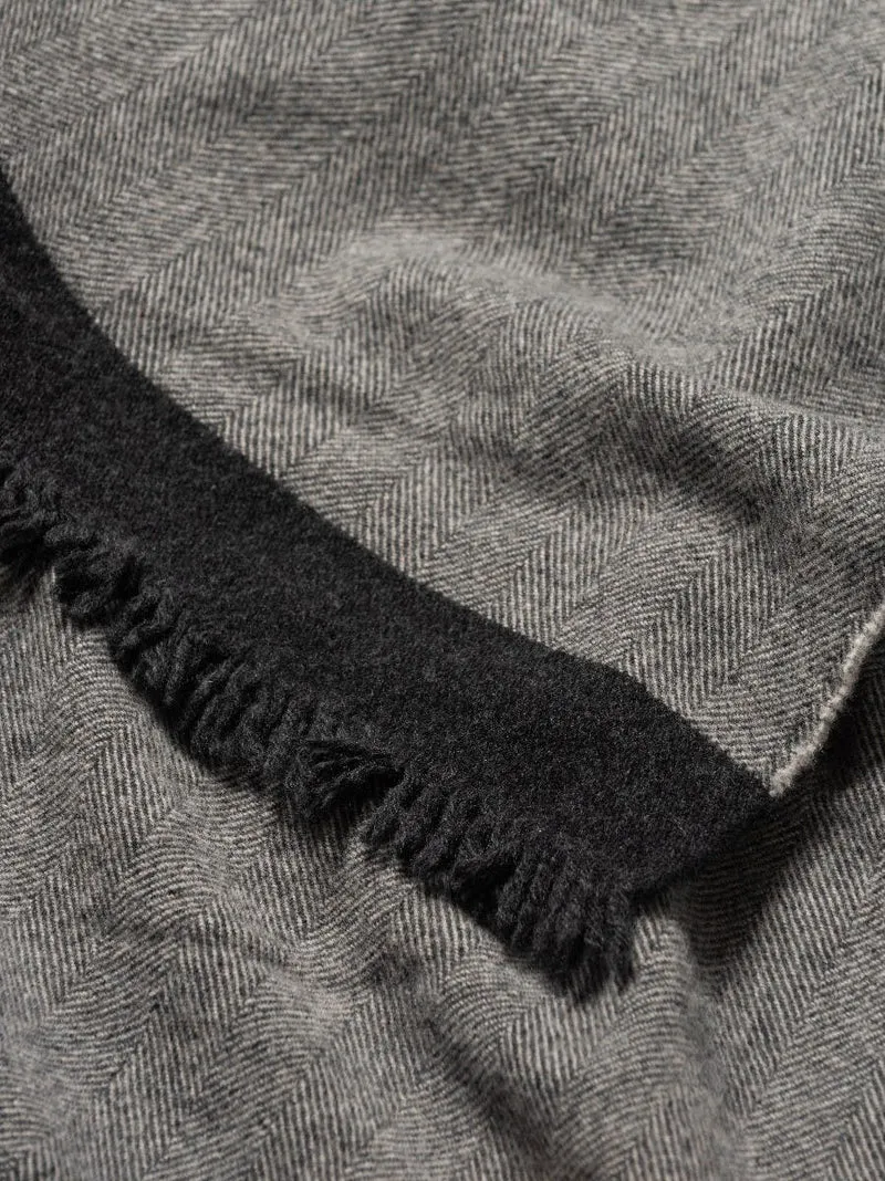 Lambswool - Cashmere Plaid "Washed Vaudie Cormorant Dark" Natural