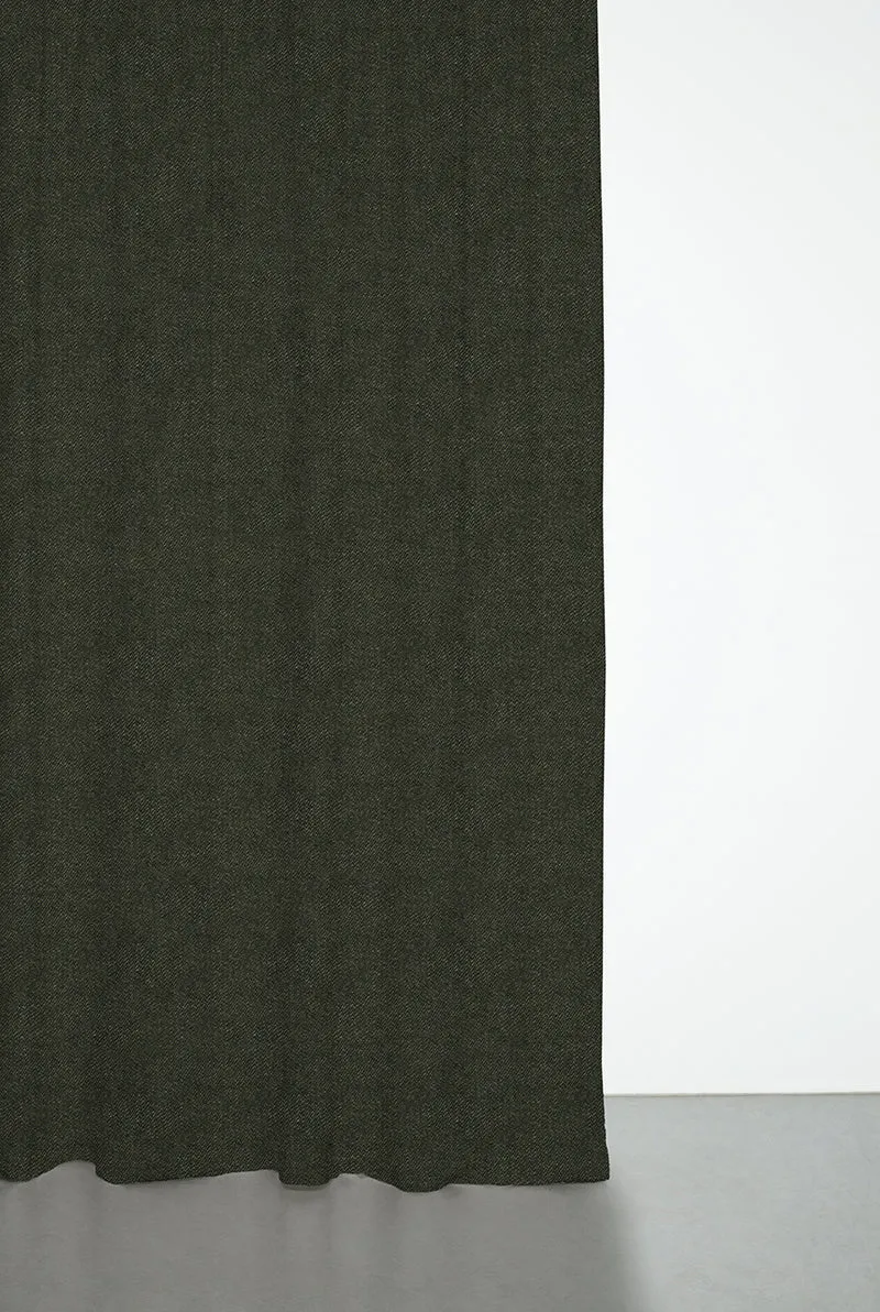Recycled Wool Curtains Mid-Weight in Forest Green Colour