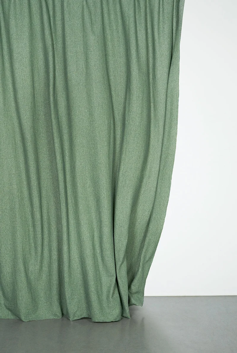 Recycled Wool Curtains Mid-Weight in Moss Green Colour