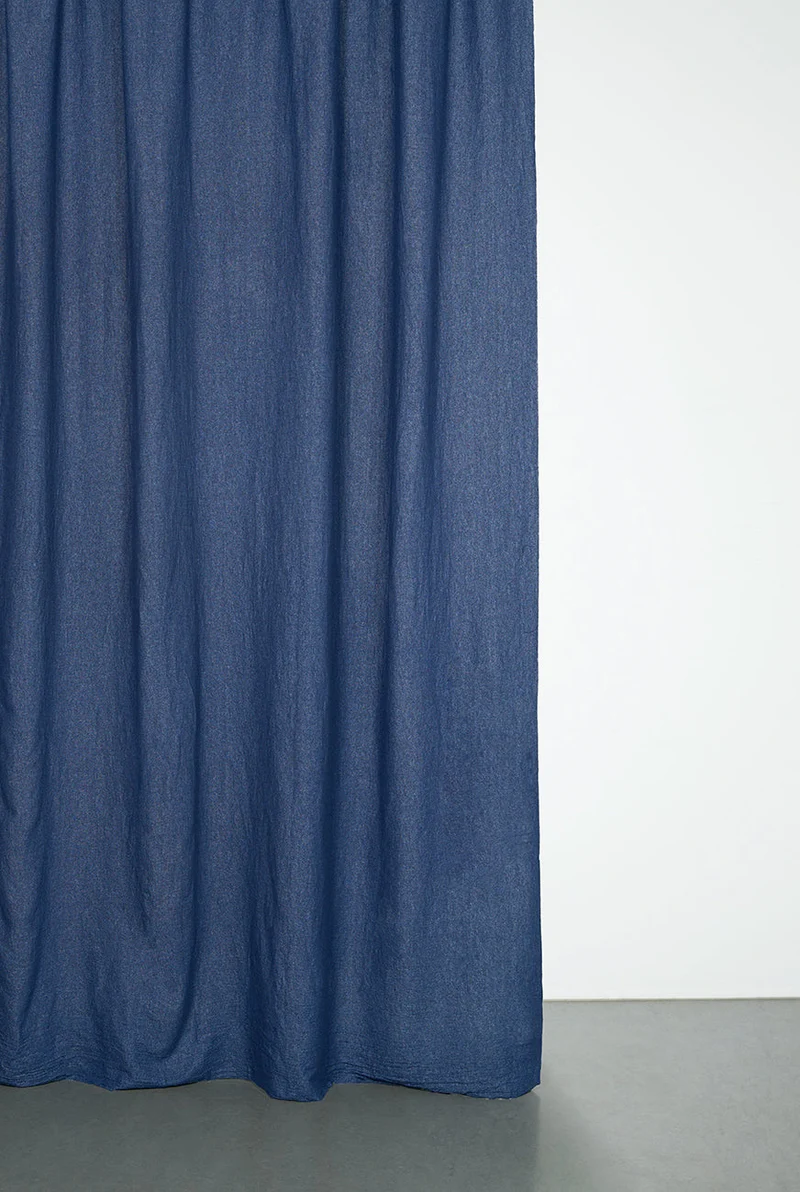 Recycled Wool Curtains Mid-Weight in Marine Blue Colour