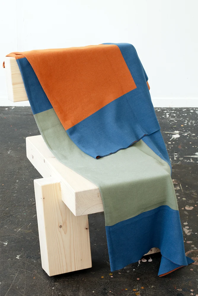 Knit Cotton Blanket "Two Fold Navy Blue" by Michele Rondelli
