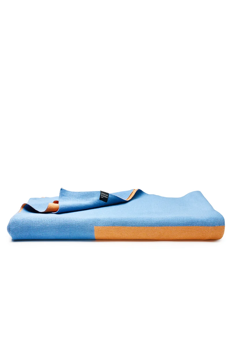 Knit Cotton Blanket "Two Fold Navy Blue" by Michele Rondelli