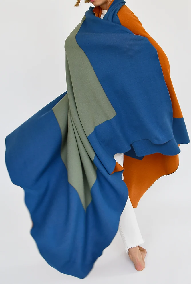 Knit Cotton Blanket "Two Fold Navy Blue" by Michele Rondelli