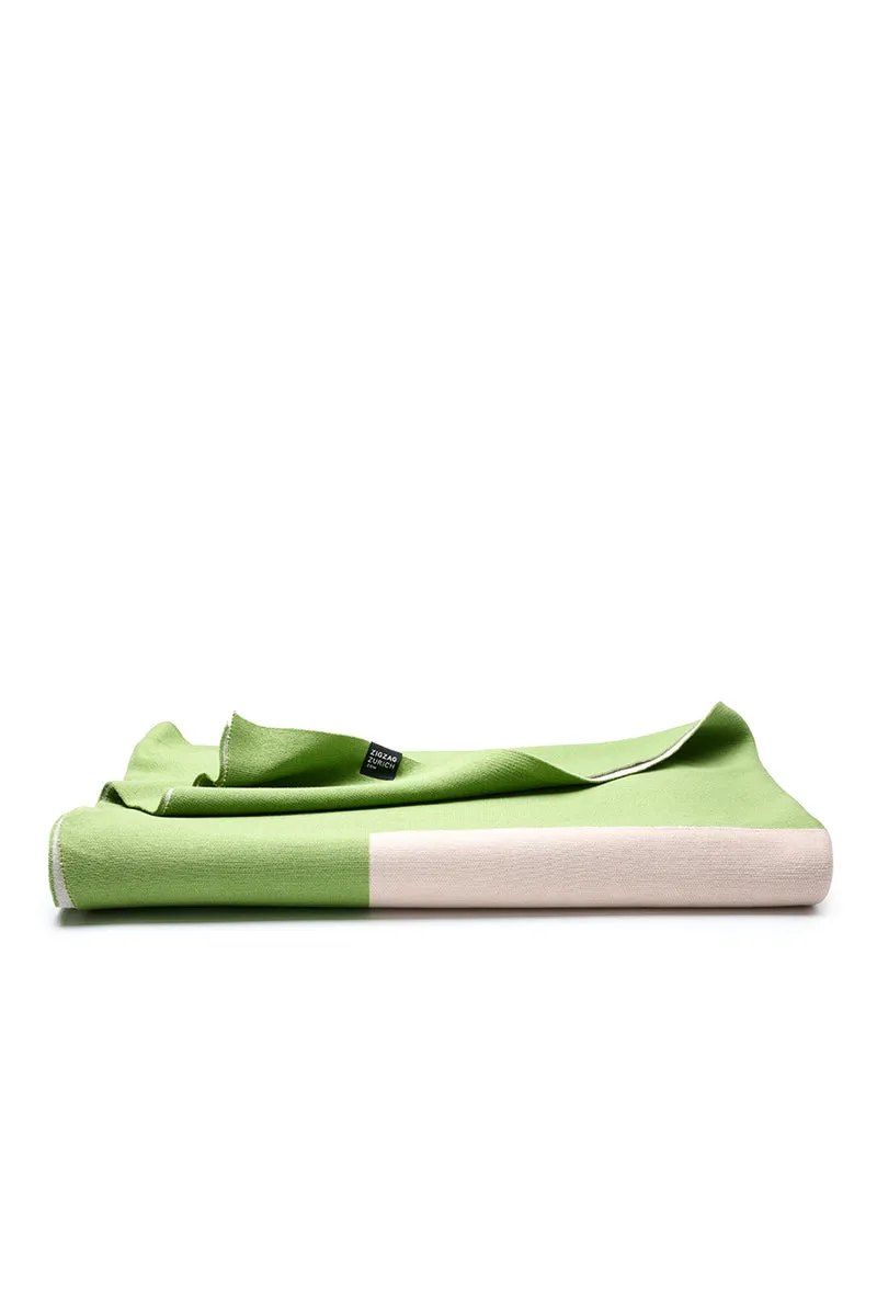 Knit Cotton Blanket "Two Fold Moss Green" by Michele Rondelli