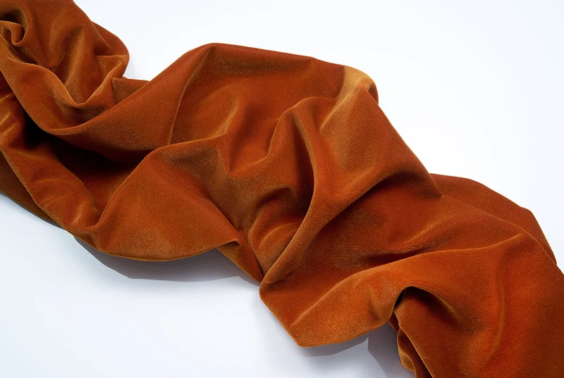 Velvet Curtain in Burnt Orange Color - Extra Wide