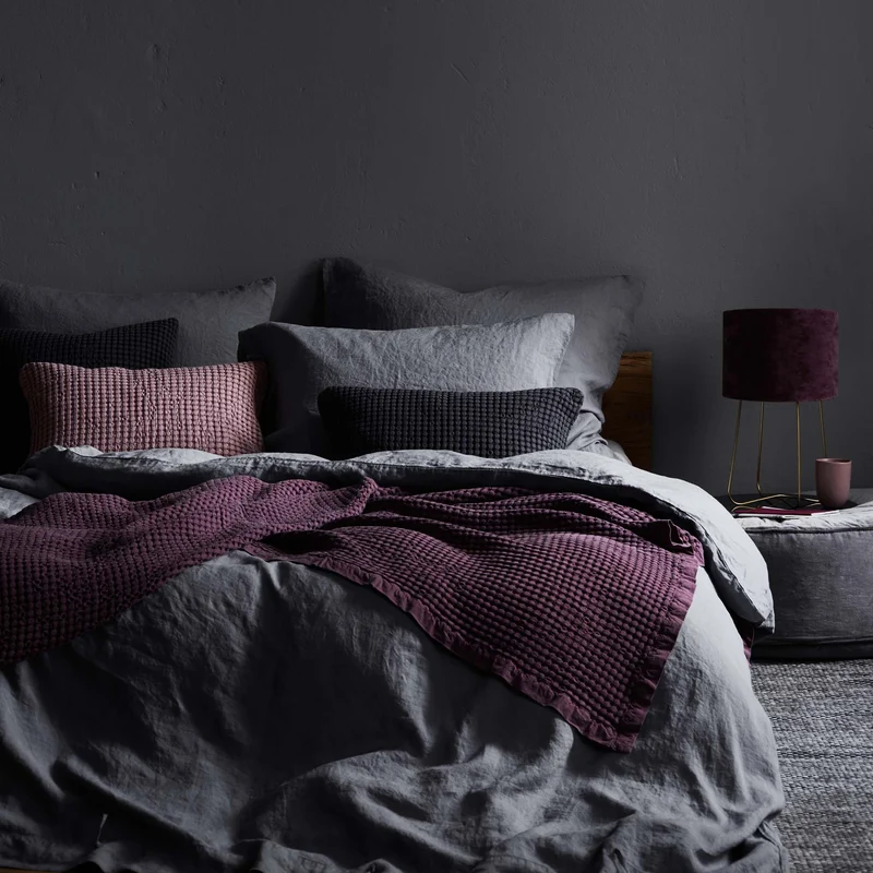 Leinen-Kissenbezug Figuera [Anthrazit]