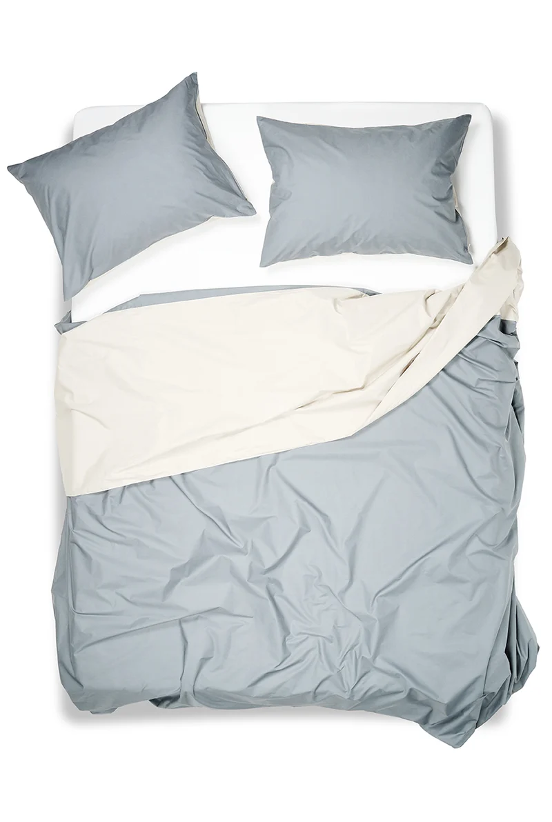 Percale Cotton Summer Cuff Sheet – Petrol / Midgrey