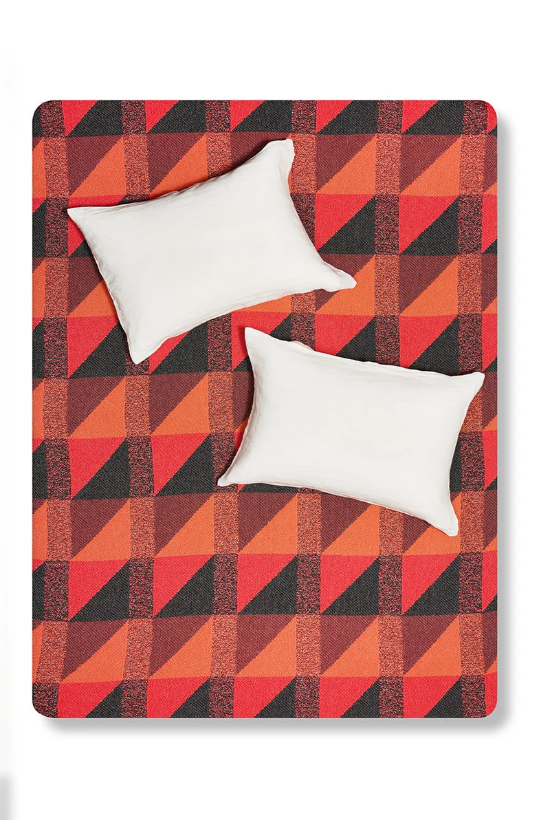 Cotton Bedspread or Blanket "Highlander" in Red Color in XL size