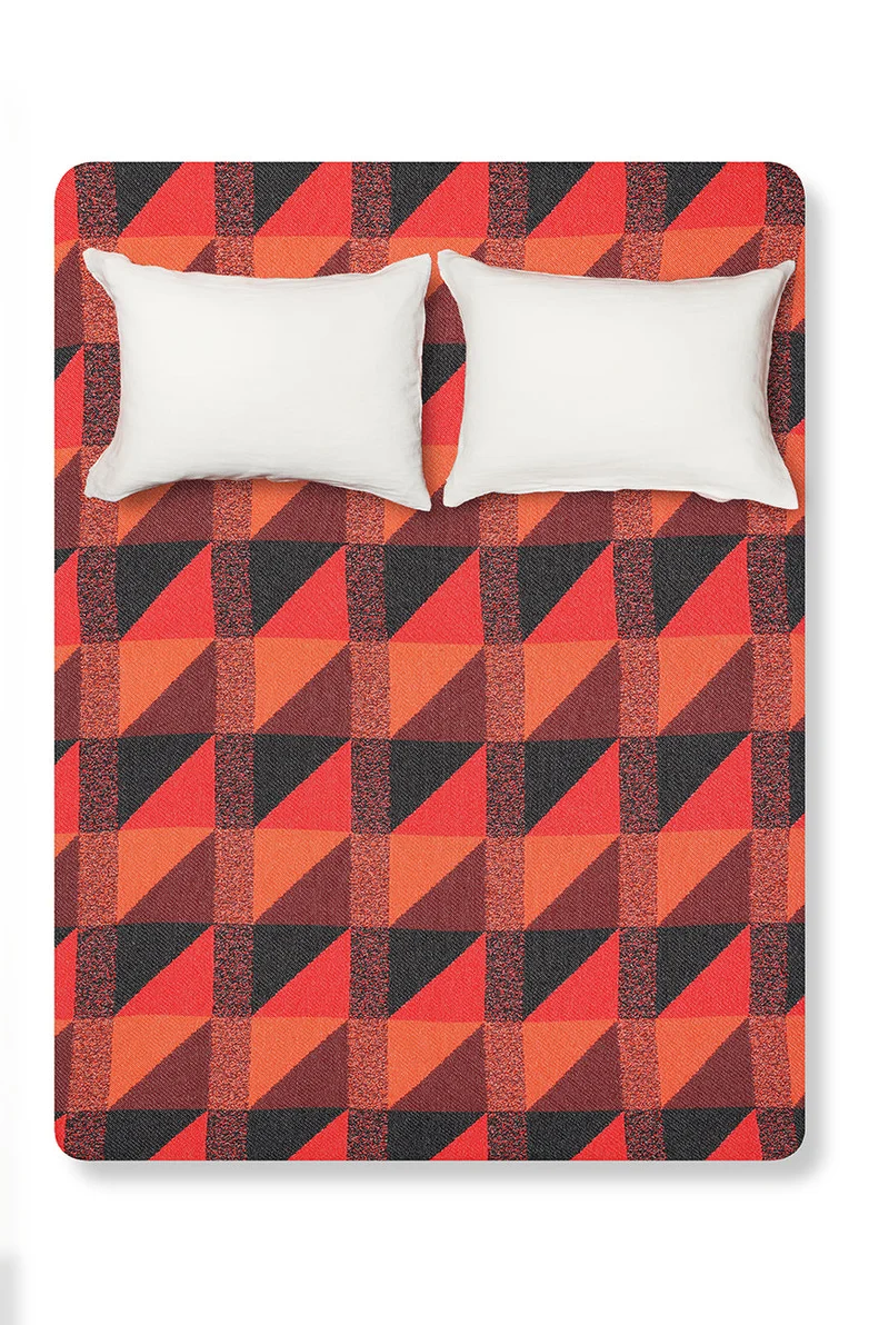 Cotton Bedspread or Blanket "Highlander" in Red Color in XL size