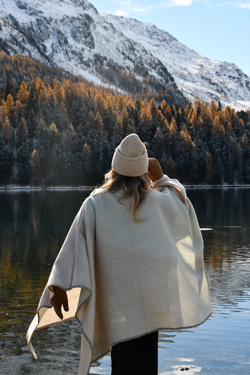 Merino Wool Poncho "Soft Spheres Light" by Charlotte Gentsch