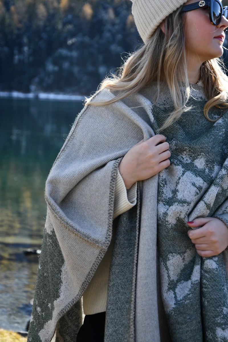 Merino Wool Poncho "Tie Dye" by Charlotte Gentsch
