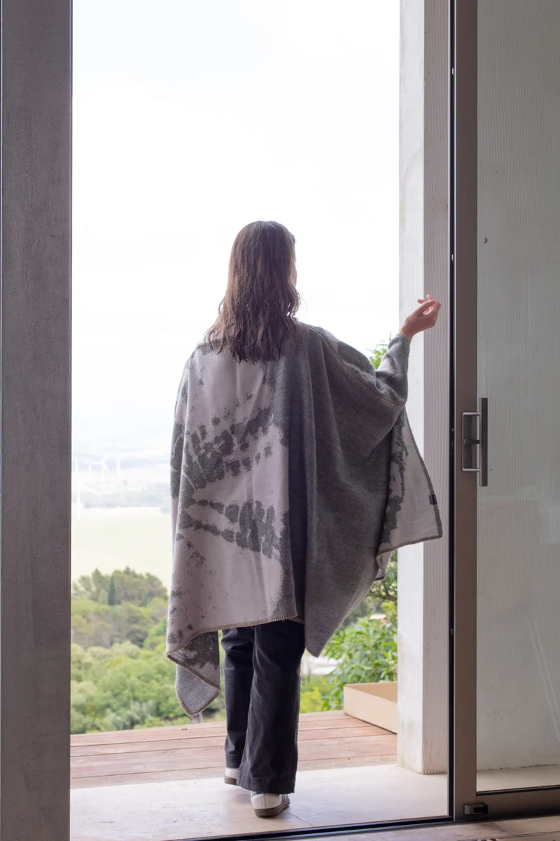 Merino Wool Poncho "Tie Dye" by Charlotte Gentsch