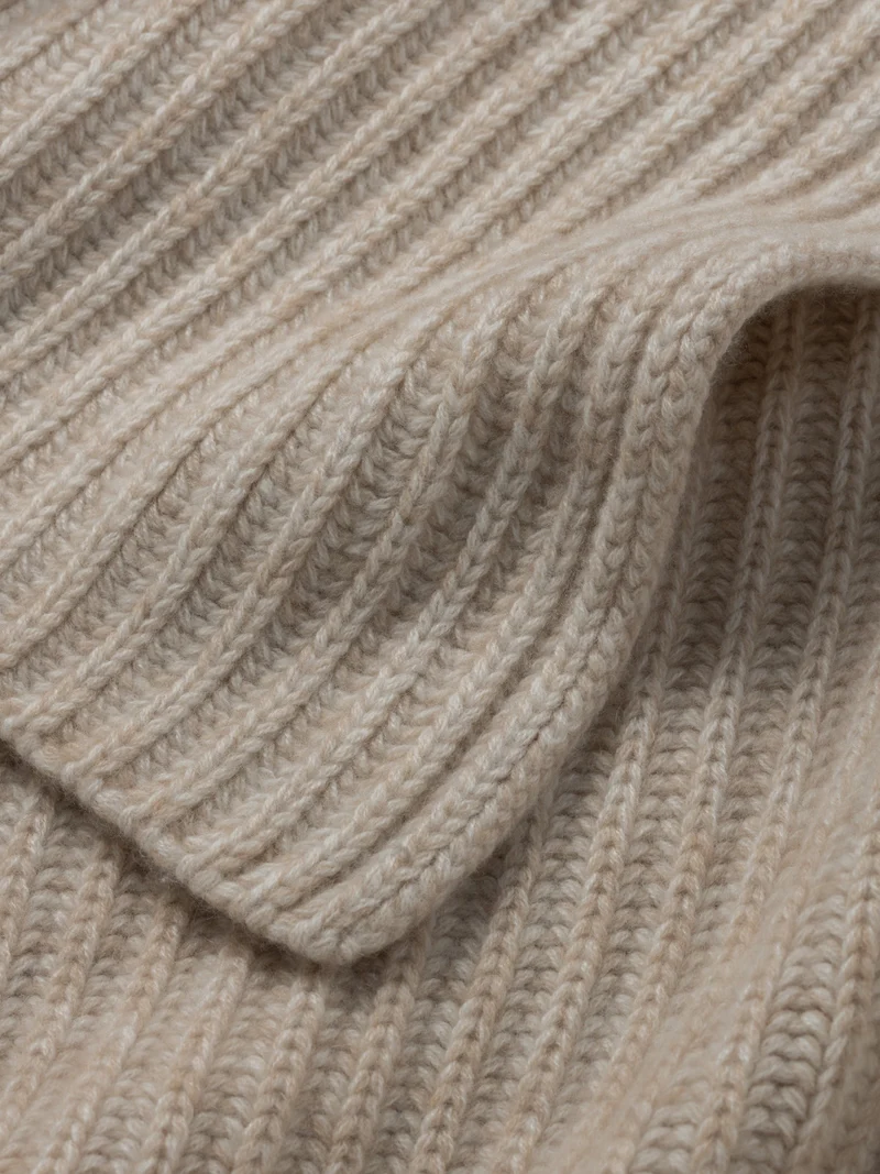 Kaschmir Decke "Furrow Knitted Natural"