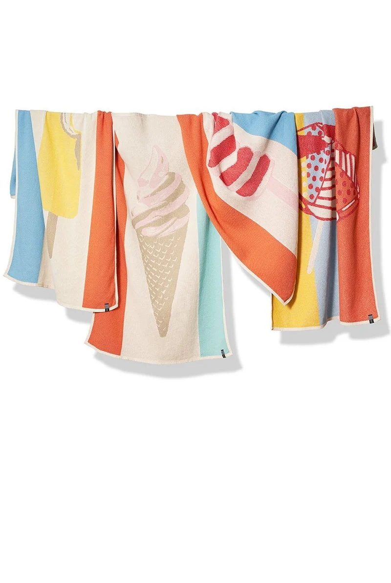 Cotton Beach Towel or Mini Blanket "Parasol De Playa" by Michele Rondelli
