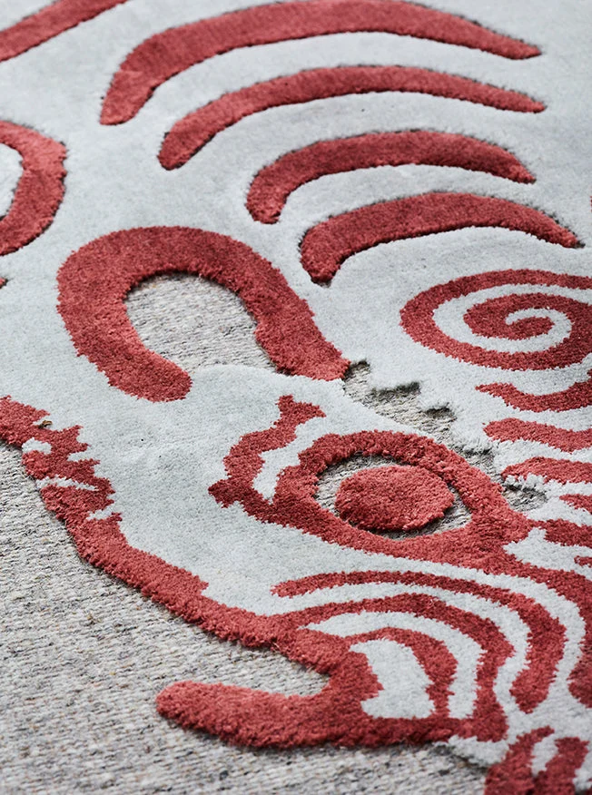 Wool & Bamboo Silk Rugs and Carpet "Bengali" Nepal Blue Day by Sophie Probst & Michele Rondelli