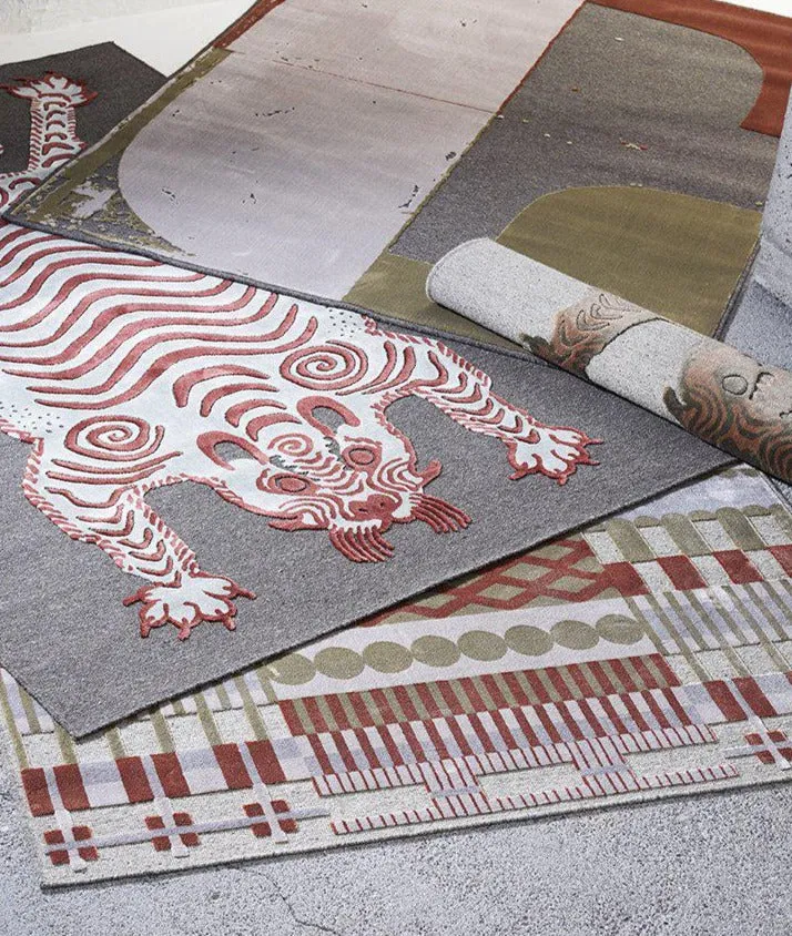 Wool & Bamboo Silk Rugs and Carpet "Bengali" Nepal Blue Day by Sophie Probst & Michele Rondelli