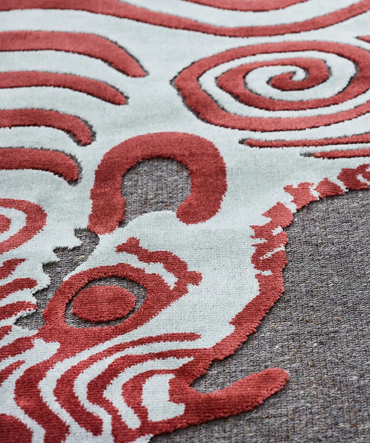 Wool & Bamboo Silk Rugs and Carpet "Bengali" Nepal Blue Night by Sophie Probst & Michele Rondelli