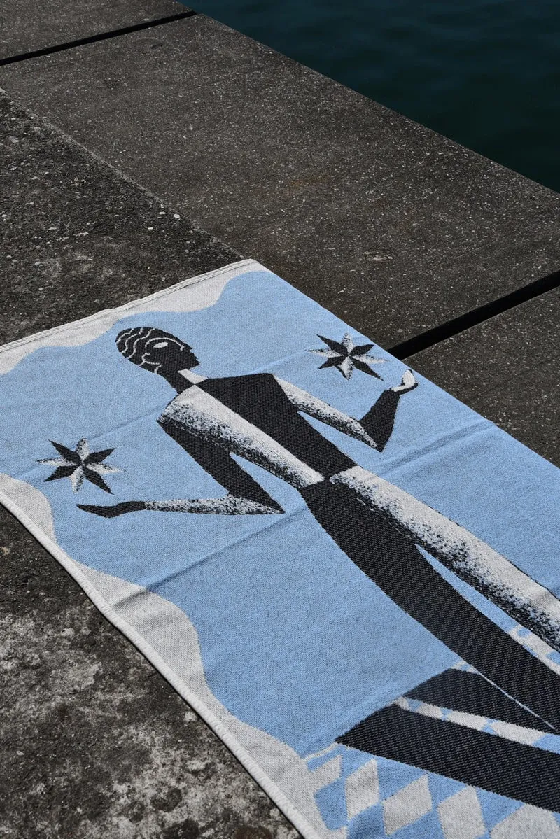 Cotton Beach Towel / Mini Blanket “Cosmic Man” by Raphael Greaves