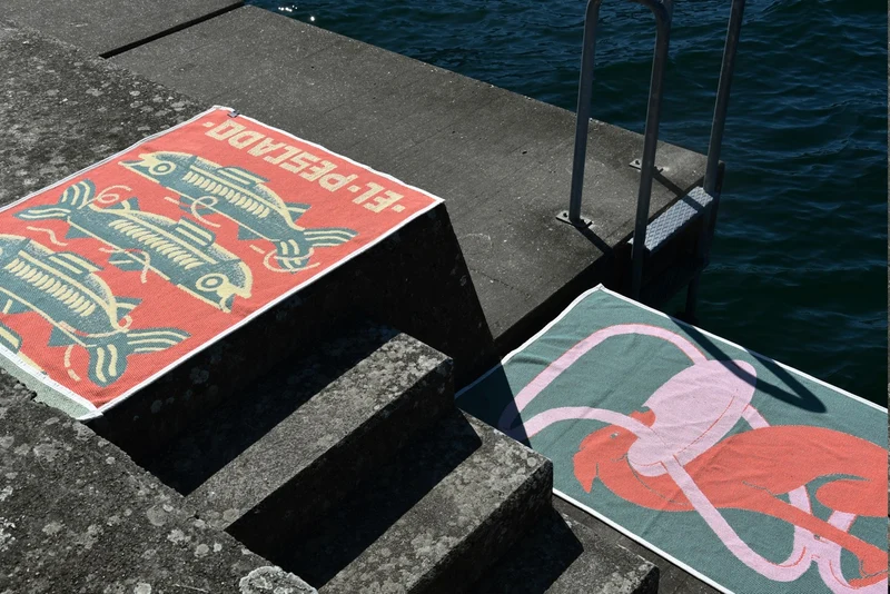 Cotton Beach Towel / Mini Blanket “El Pescado” by Florian Schommer