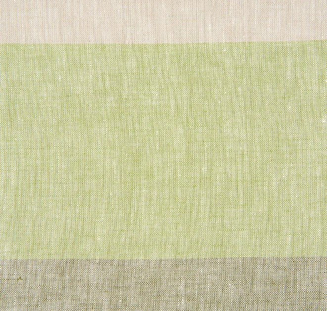 Linen Curtains Riviera Stripe in Green Color