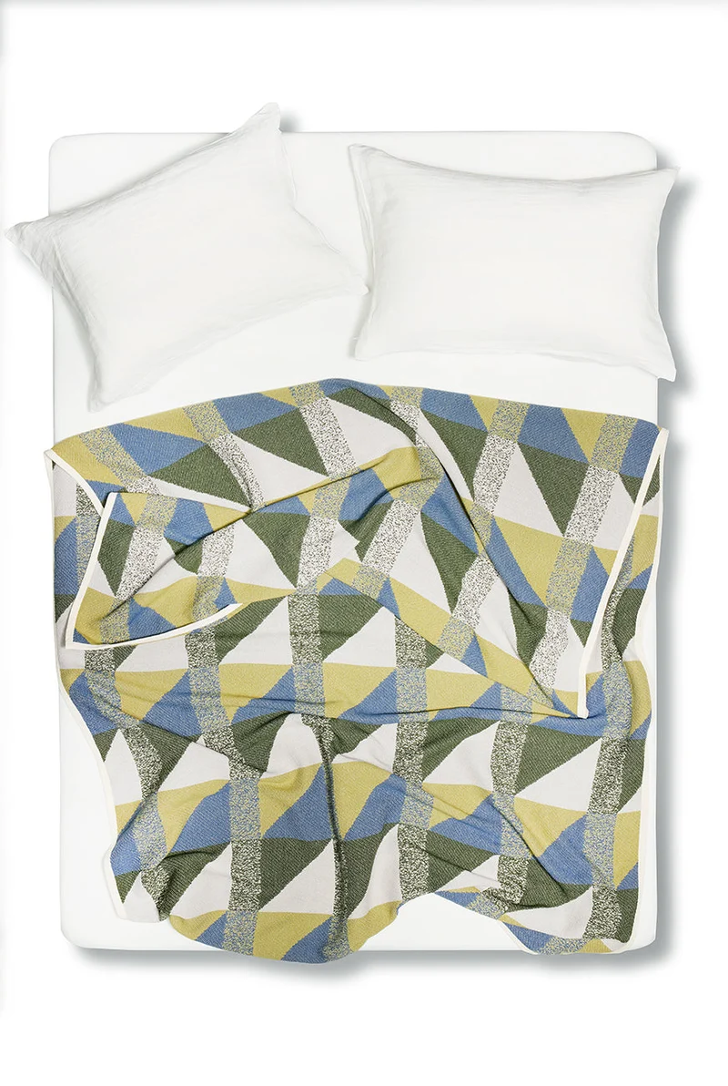 Cotton Bedspread or Blanket "Highlander" in Blue Color in XL size