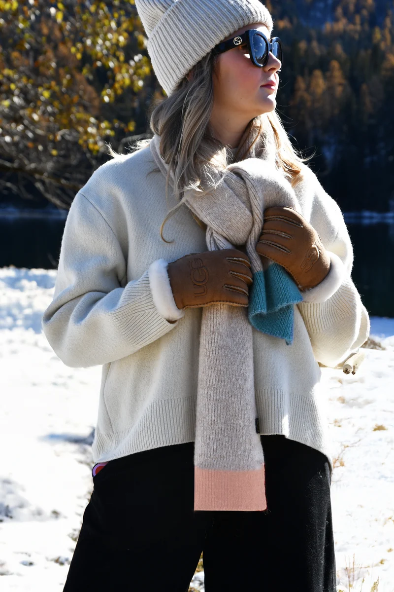 Alpaca Wool Scarf “Trio Colore” - Cream Blush