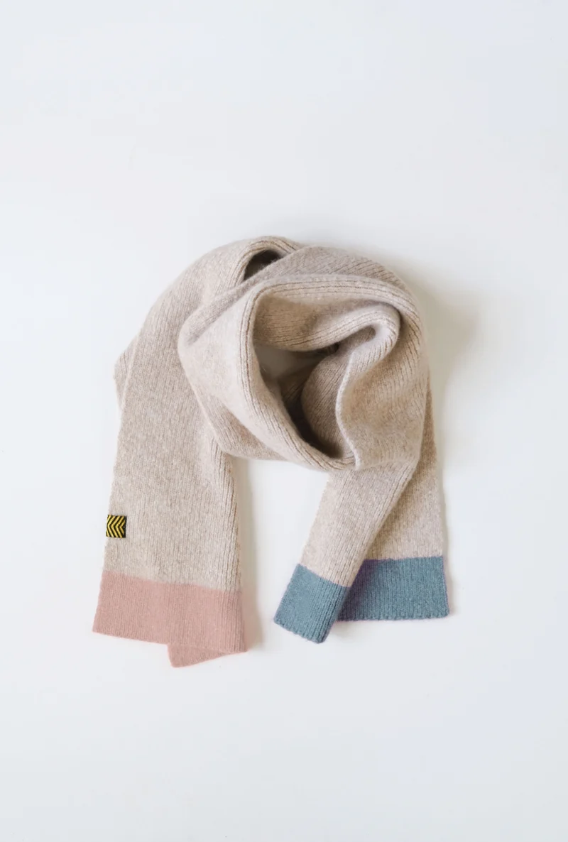 Alpaca Wool Scarf “Trio Colore” - Cream Blush