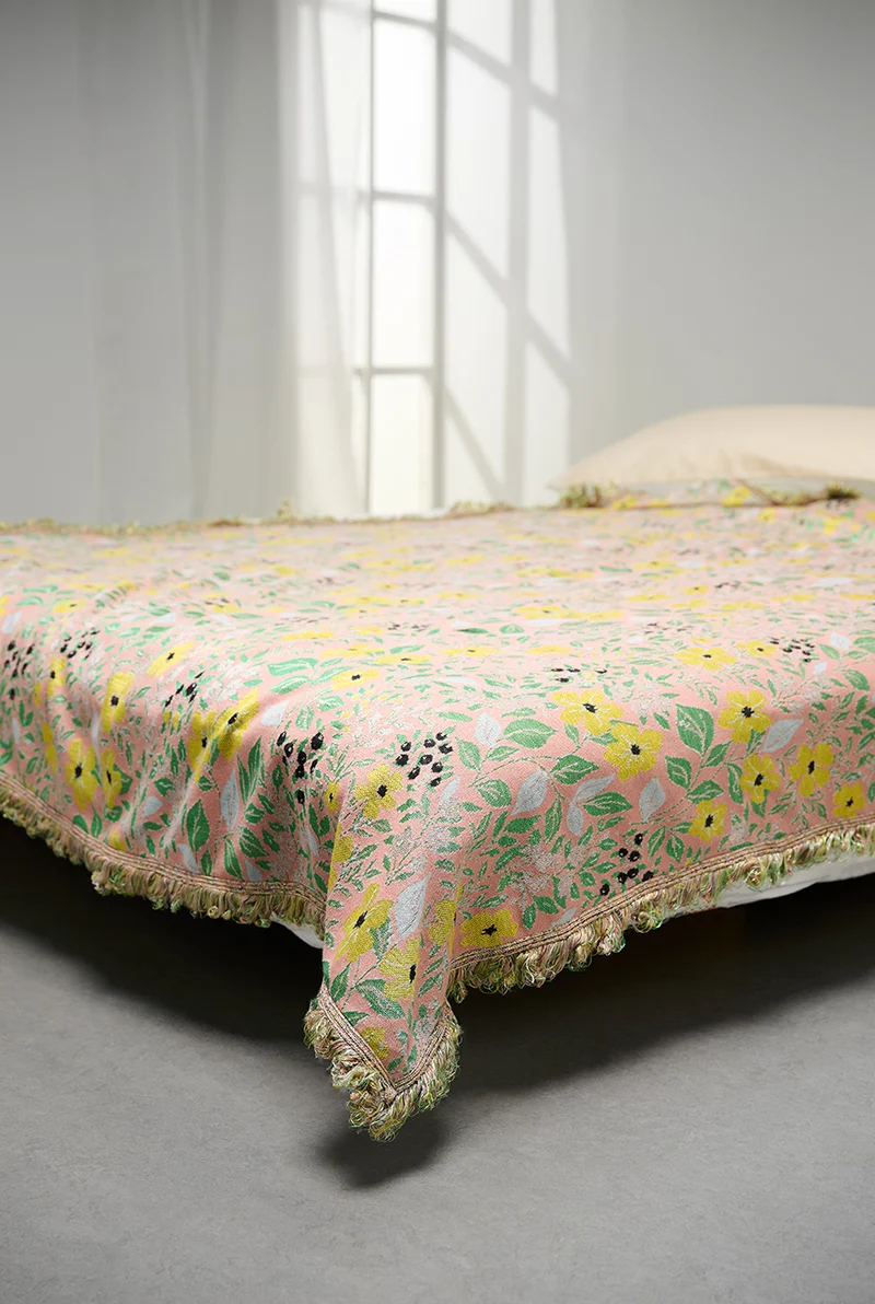 Carmelina Blanket or Bedspread - Green Bloom