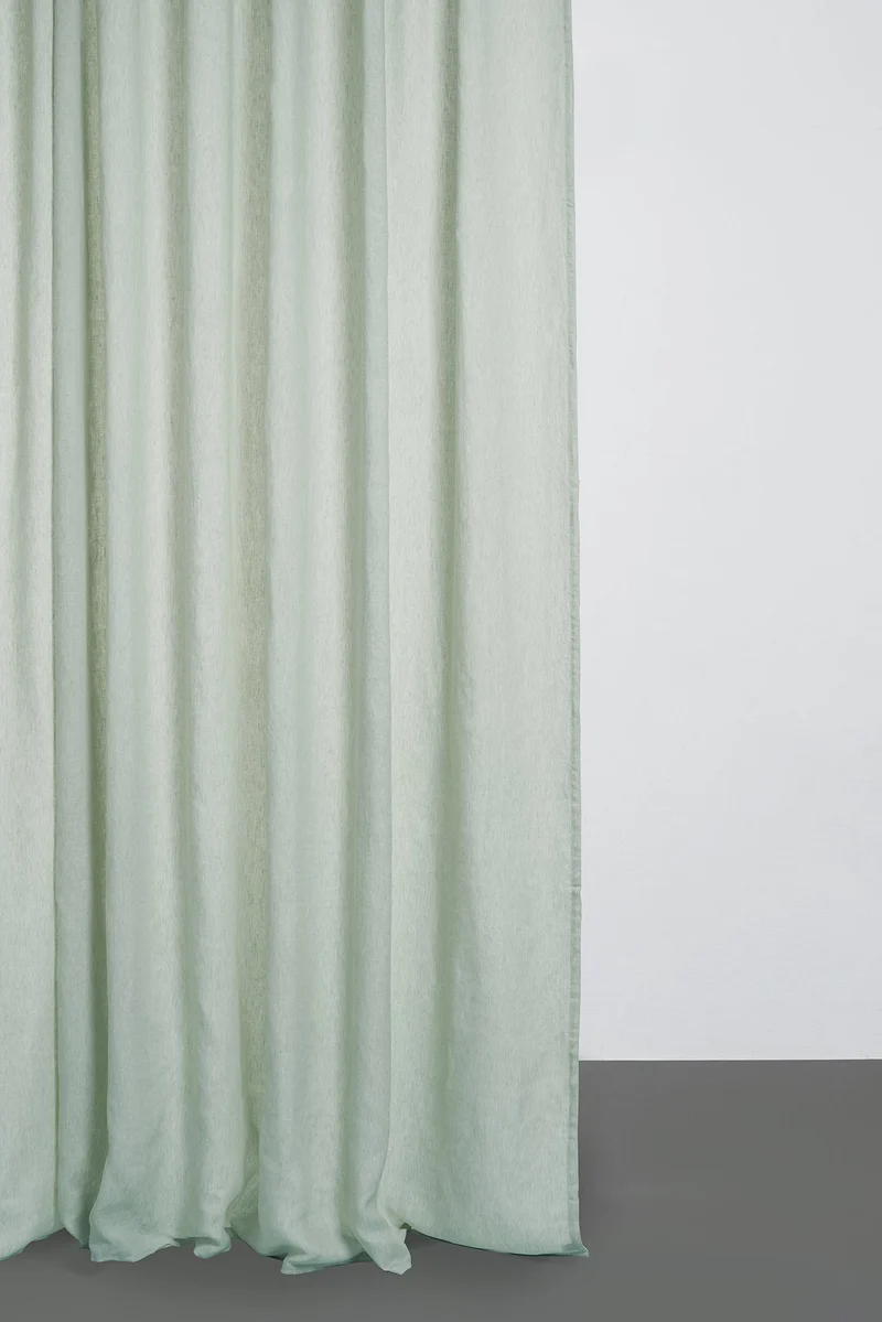 Linen Curtains Two Tone Stonewashed in Mint Color
