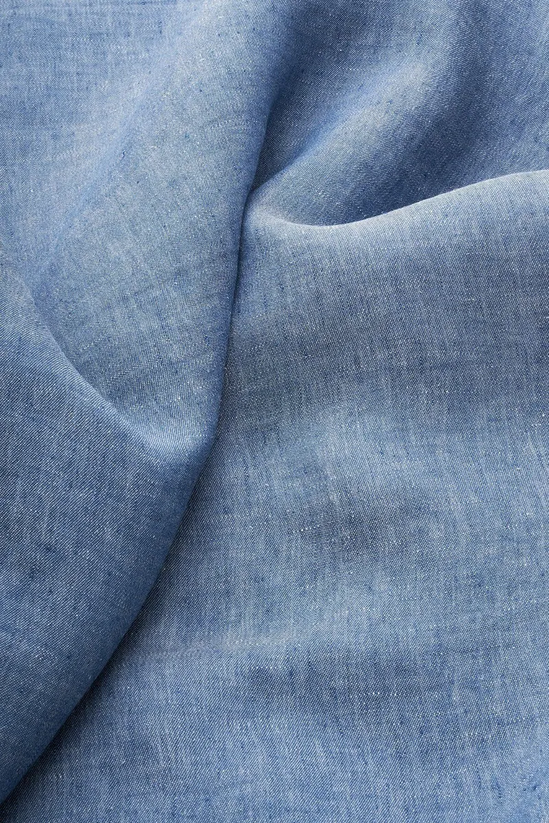 Linen Curtains Two Tone Stonewashed in Denim Color