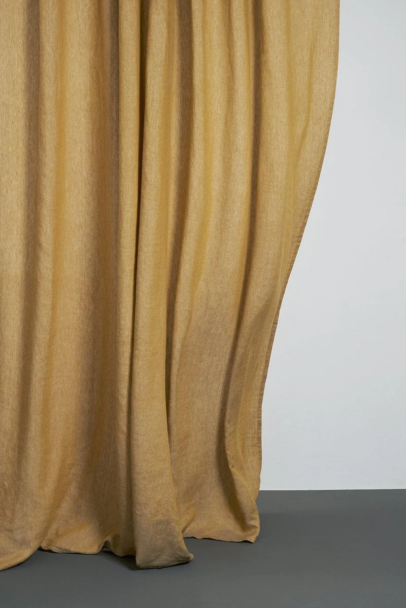 Linen Curtains Two Tone Stonewashed in Curry Color