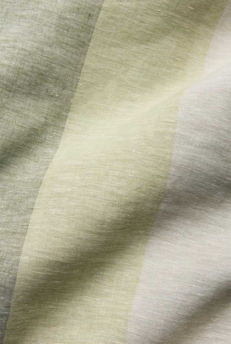 Linen Bedding Riviera Striped in Color Green - Yarn Dyed