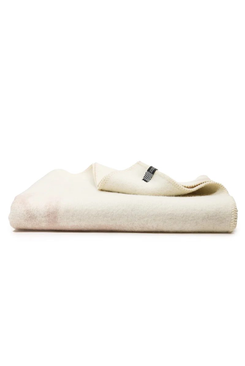 Wool Blanket "Staying" by Tom Koken - Beige / Blue
