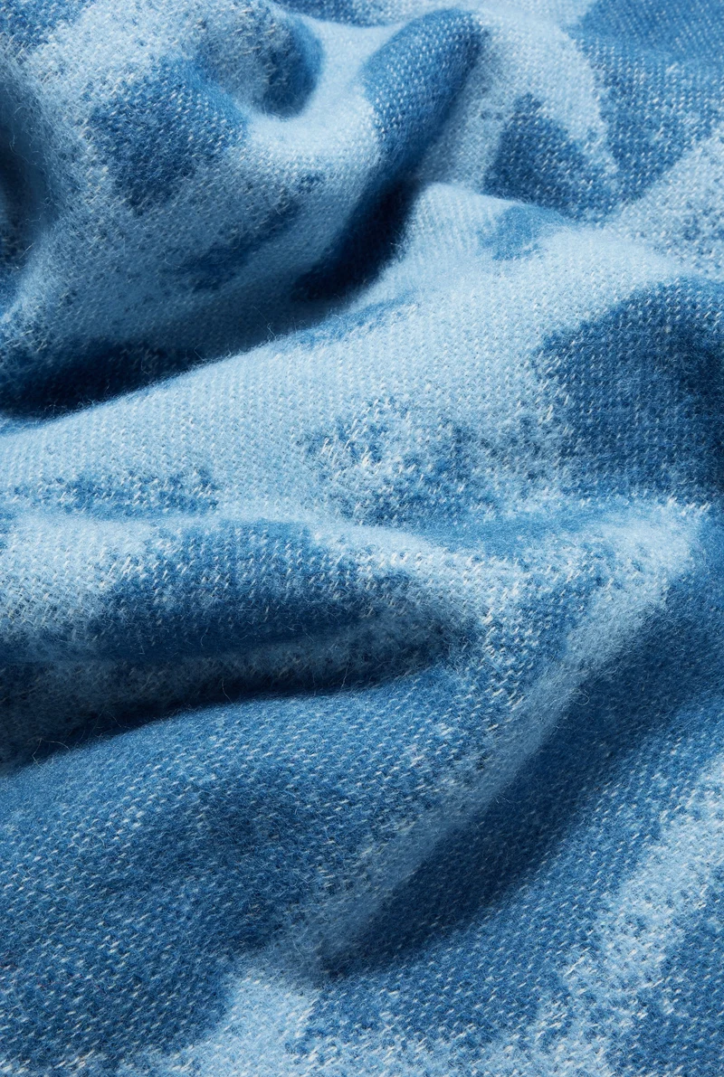 Wool Blanket "Staying" by Tom Koken - Beige / Blue