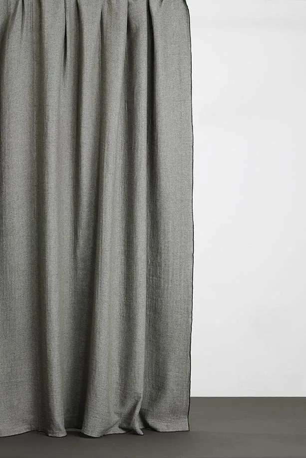 Wool & Cotton Curtains "Mona" in Forest Green Color