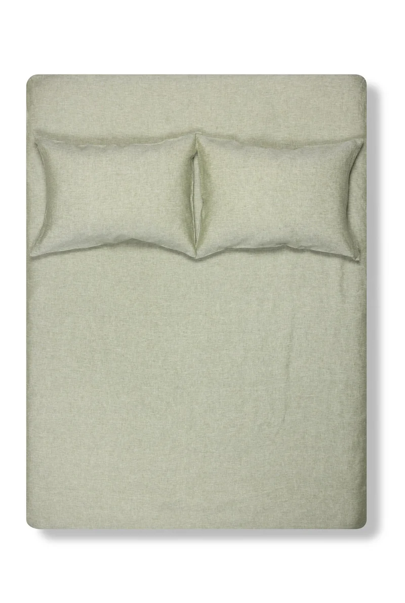 Linen Bedding "Light Melange" in Green Colour