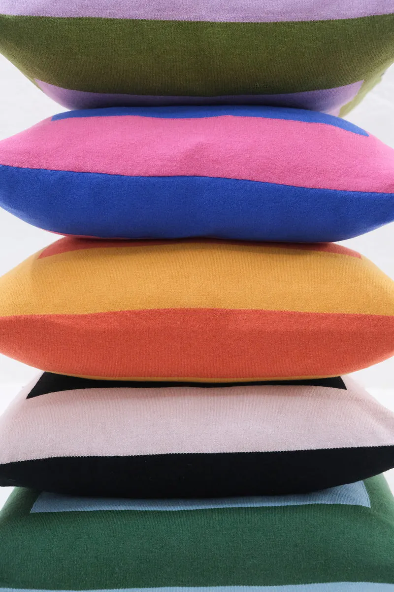Cushion Cashmere and Merino Wool - Geometric Green / Pink