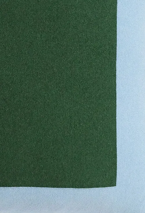 Cushion Cashmere and Merino Wool - Geometric Green / Blue