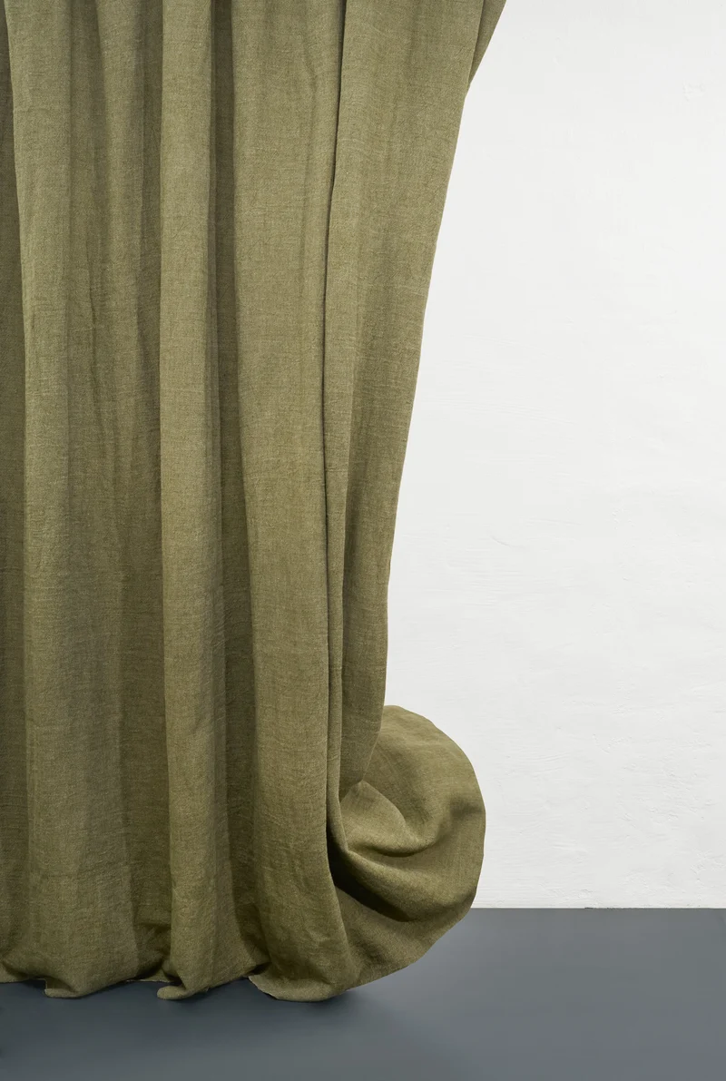 Heavy Linen Curtains "Maximus" in Moss Green Color