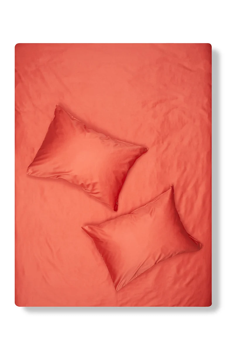 Egyptian Cotton Sateen Bedding in Coral Color
