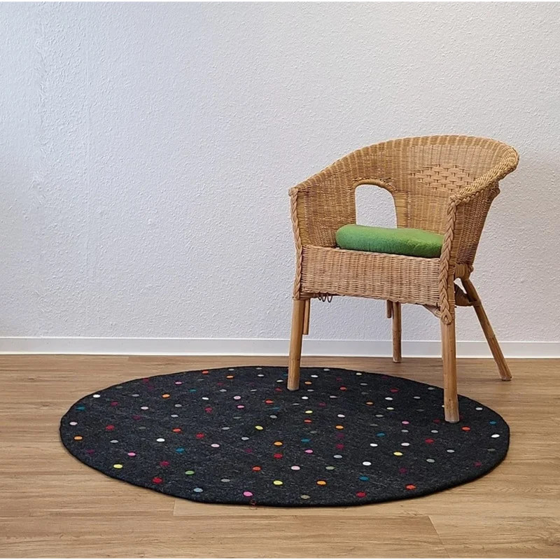 Filz Teppich rund Dots