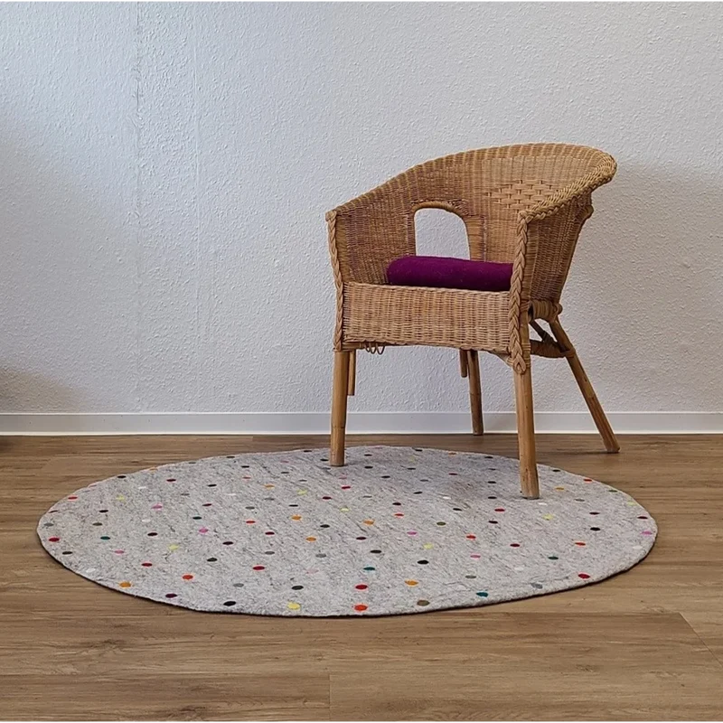 Filz Teppich rund Dots