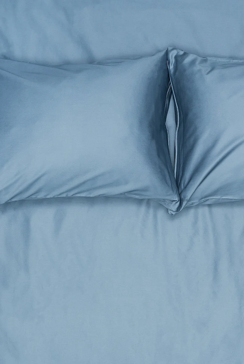Egyptian Cotton Sateen Bedding in Steel Color