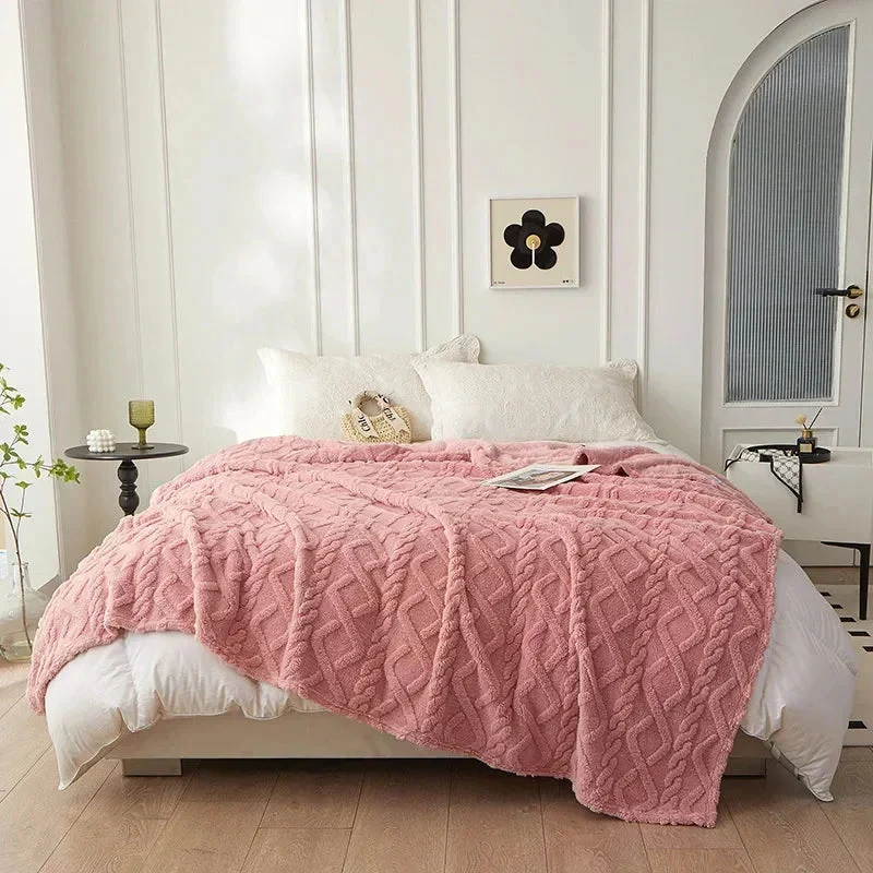 Wolldecke wendbar | Gepolsterte Decke mit glatter Rückseite und maschinenwaschbarem Design für Sofa und Bett