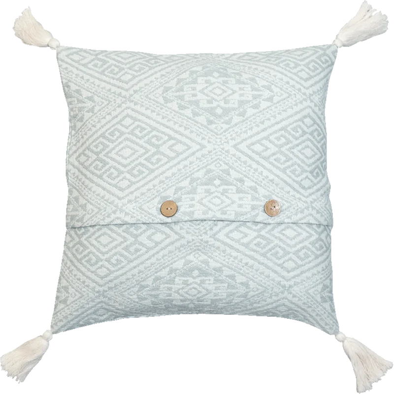 Bio Jacquard Kissenhülle mit Quasten