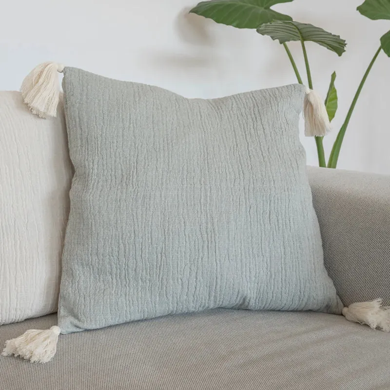 Bio Kissenhülle mit Quasten