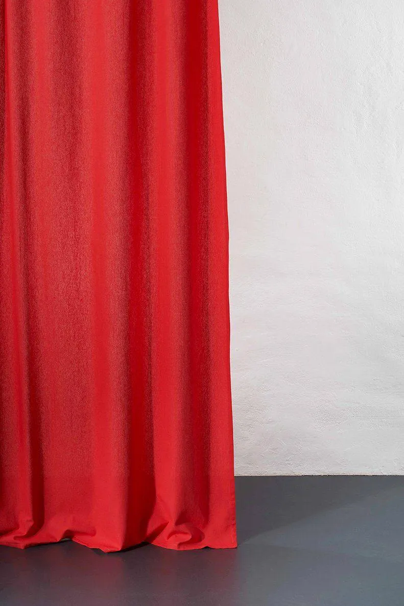 Hemp and Organic Cotton Curtains in Lobster Red Color