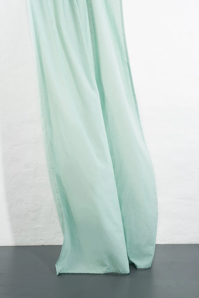Hemp and Organic Cotton Curtains in Turquoise Color